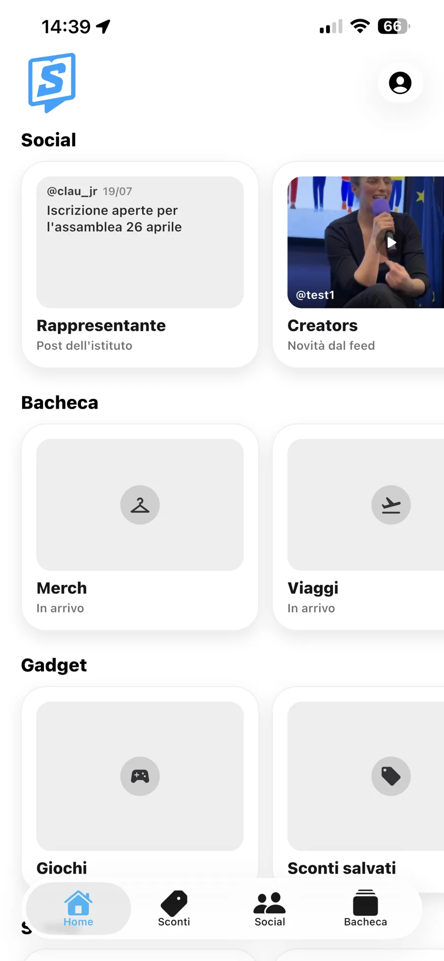 Home dell'app Studify