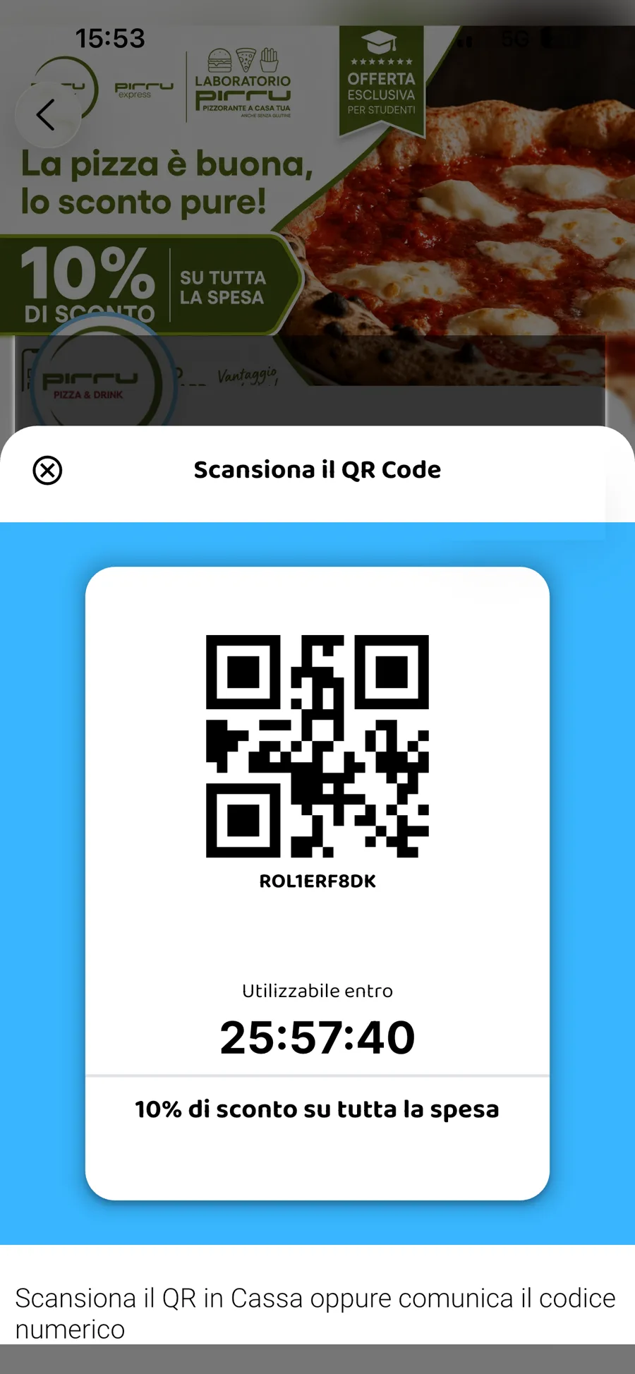 QR code dello sconto